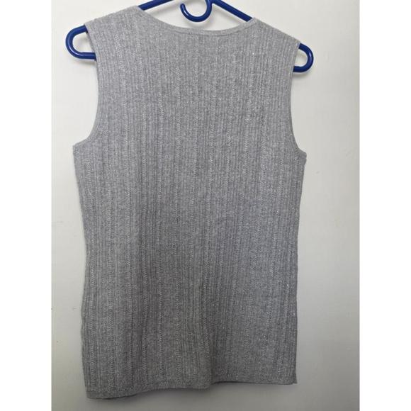 Women's TALBOTS Silver Ribbed Knit Tank Top M - Picture 4 of 5